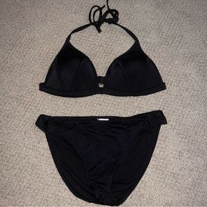 PINK Black Triangle Bikini Set